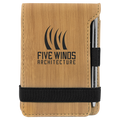 3 1/4" x 4 3/4" Bamboo Laserable Leatherette Mini Notepad with Pen