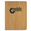 9 1/2" x 12" Bamboo with Zipper Laserable Leatherette Portfolio with Notepad