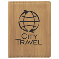 4 1/4" x 5 1/2" Bamboo Laserable Leatherette Passport Holder