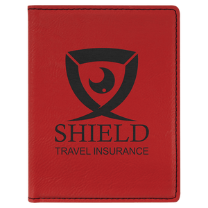 Red 4 1/4" x 5 1/2" Laserable Leatherette Passport Holder