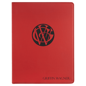 Red 9 1/2" x 12" Laserable Leatherette Portfolio with Notepad
