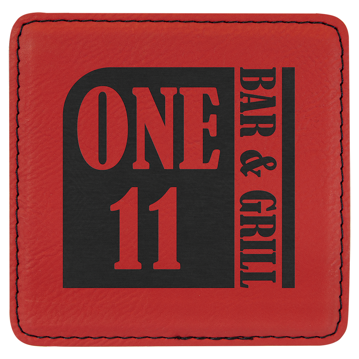 Red 4" x 4" Square Laserable Leatherette 6-Coaster Set