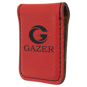Red 1 3/4" x 2 1/2" Laserable Leatherette Money Clip