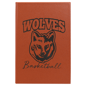 Basketball 5 1/4" x 8 1/4" Laserable Leatherette Journal with Lined Notepad
