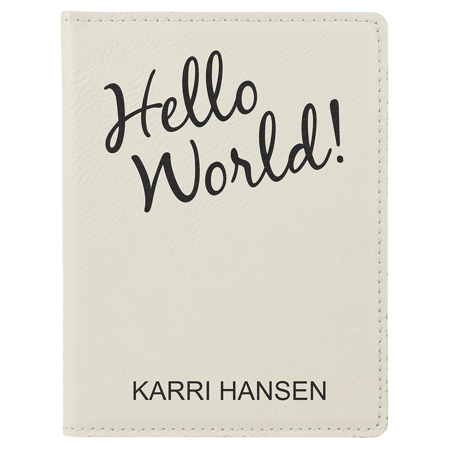 White 4 1/4" x 5 1/2" Laserable Leatherette Passport Holder