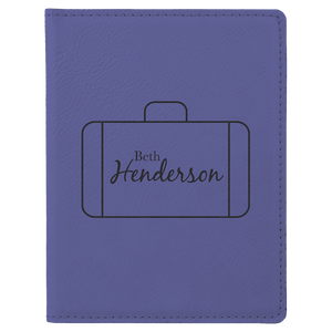 Purple 4 1/4" x 5 1/2" Laserable Leatherette Passport Holder