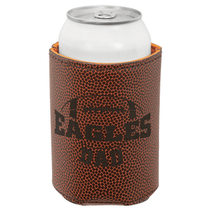 Football 3 3/4" Laserable Leatherette Beverage Holder