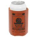 3 3/4" Basketball Laserable Leatherette Beverage Holder