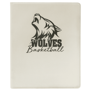 White/Black 9 1/2" x 12" Laserable Leatherette Portfolio with Notepad