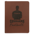 9 1/2" x 12" Football w/ Zipper Laserable Leatherette Portfolio with Notepad