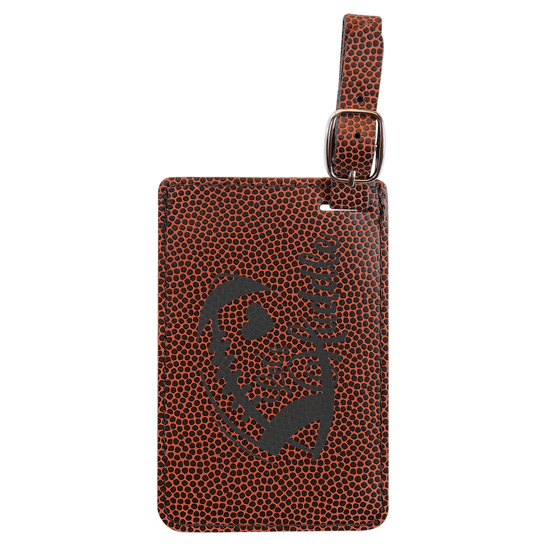 4 1/4" x 2 3/4" Football Laserable Leatherette Luggage Tag