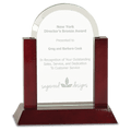 7" Gateway Jade Dome Glass Award with Rosewood Finish Base