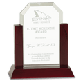 7" Gateway Jade Clip Corner Glass Award with Rosewood Finish Base