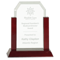 8" Gateway Jade Clip Corner Glass Award with Rosewood Finish Base