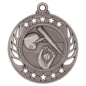 Antique Silver 2 1/4" Baseball/Softball Galaxy Medal