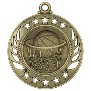 Antique Gold 2 1/4" Basketball Galaxy Medal