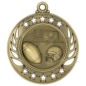Antique Gold 2 1/4" Football Galaxy Medal