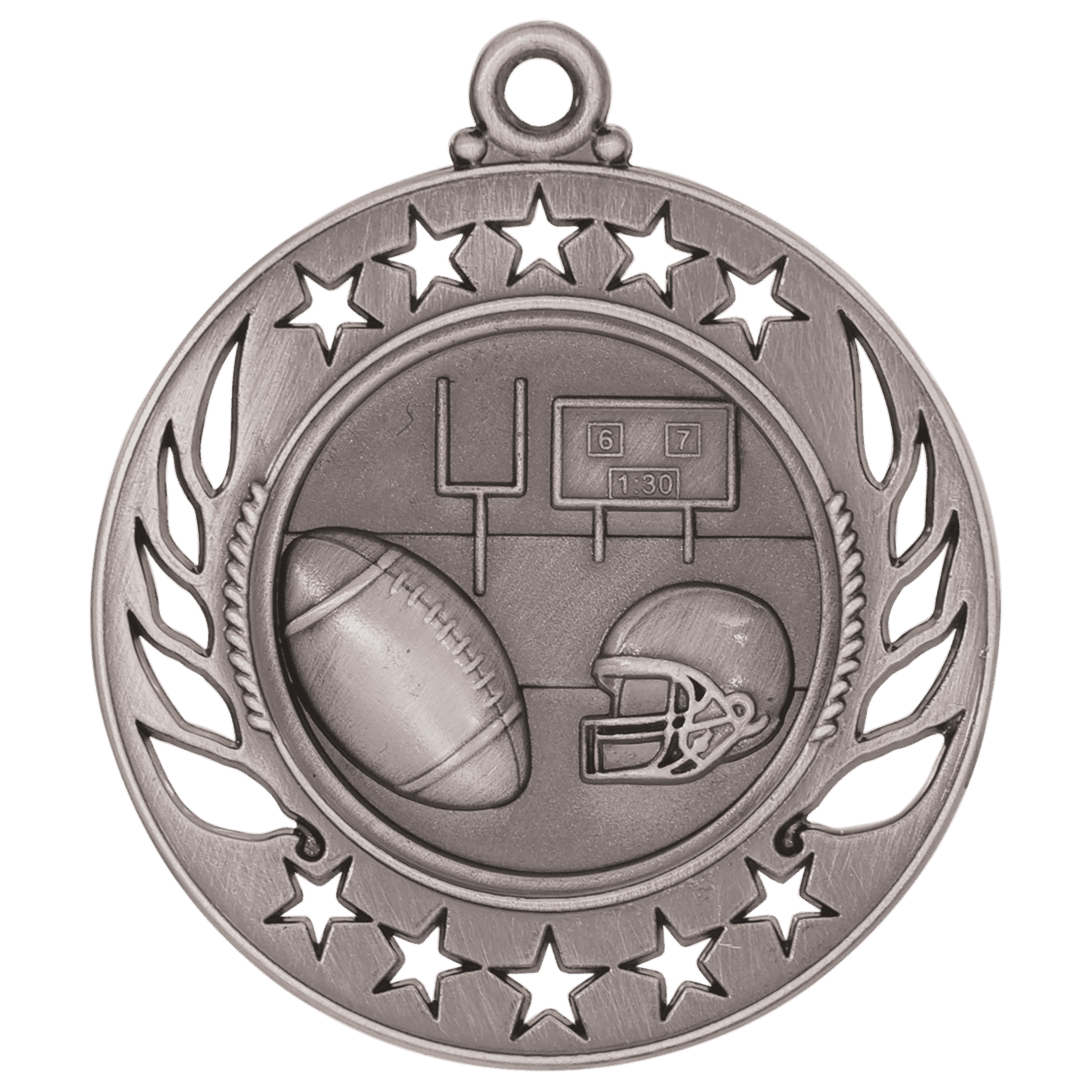 Antique Silver 2 1/4" Football Galaxy Medal