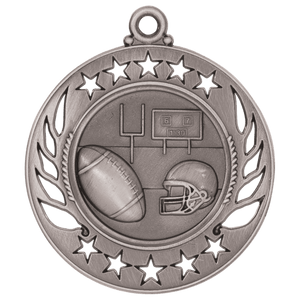 Antique Silver 2 1/4" Football Galaxy Medal