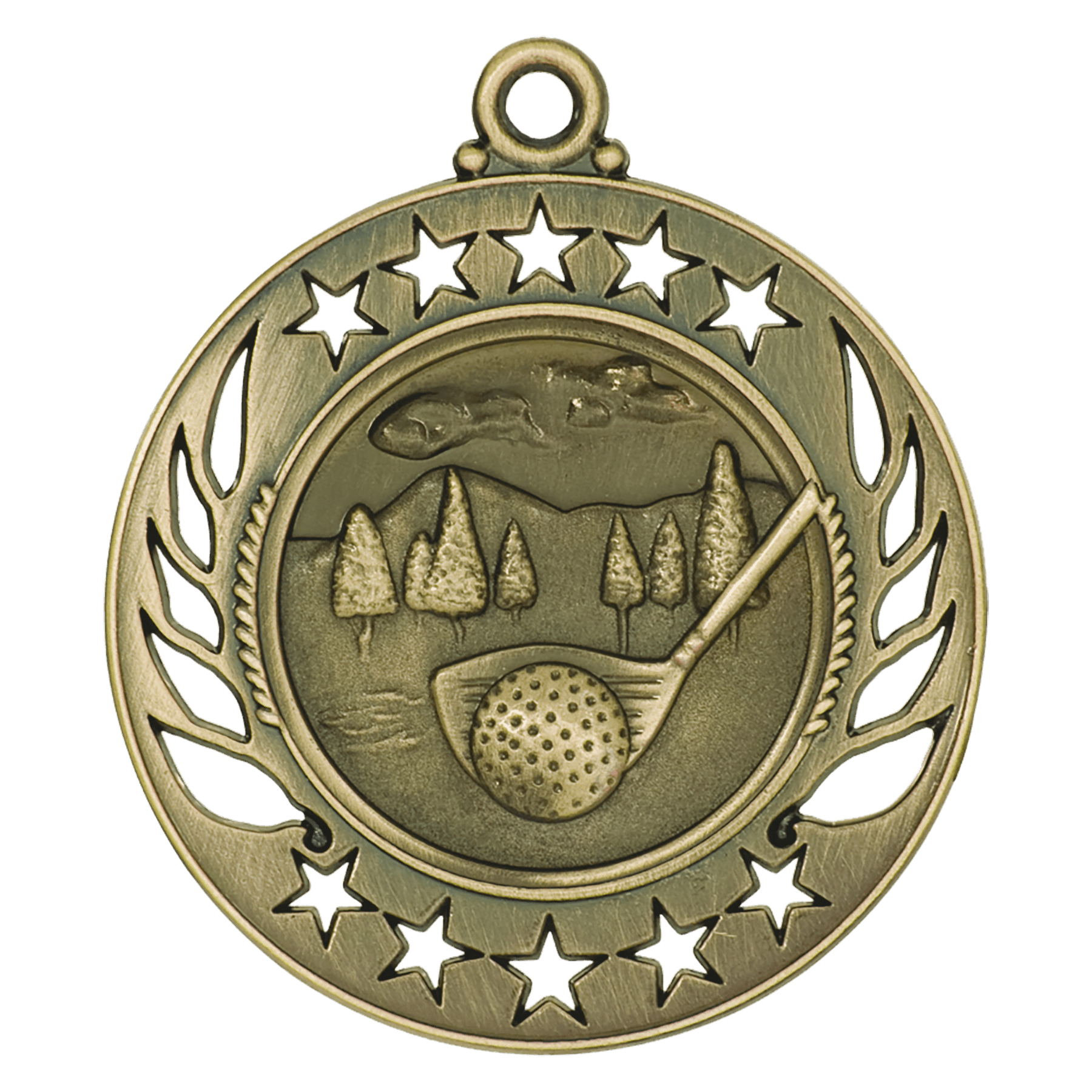 Antique Gold 2 1/4" Golf Galaxy Medal