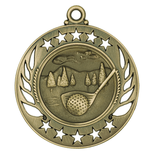 Antique Gold 2 1/4" Golf Galaxy Medal