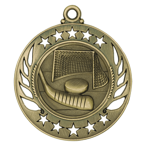 Antique Gold 2 1/4" Hockey Galaxy Medal