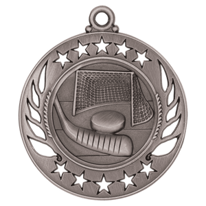 Antique Silver 2 1/4" Hockey Galaxy Medal