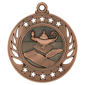 Antique Bronze 2 1/4" Lamp of Knowledge Galaxy Medal
