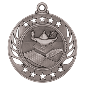 Antique Silver 2 1/4" Lamp of Knowledge Galaxy Medal
