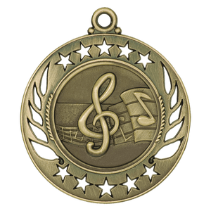 Antique Gold 2 1/4" Music Galaxy Medal