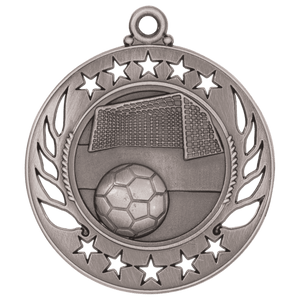 Antique Silver 2 1/4" Soccer Galaxy Medal