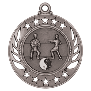 Antique Silver 2 1/4" Martial Arts Galaxy Medal