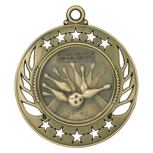 Antique Gold 2 1/4" Bowling Galaxy Medal
