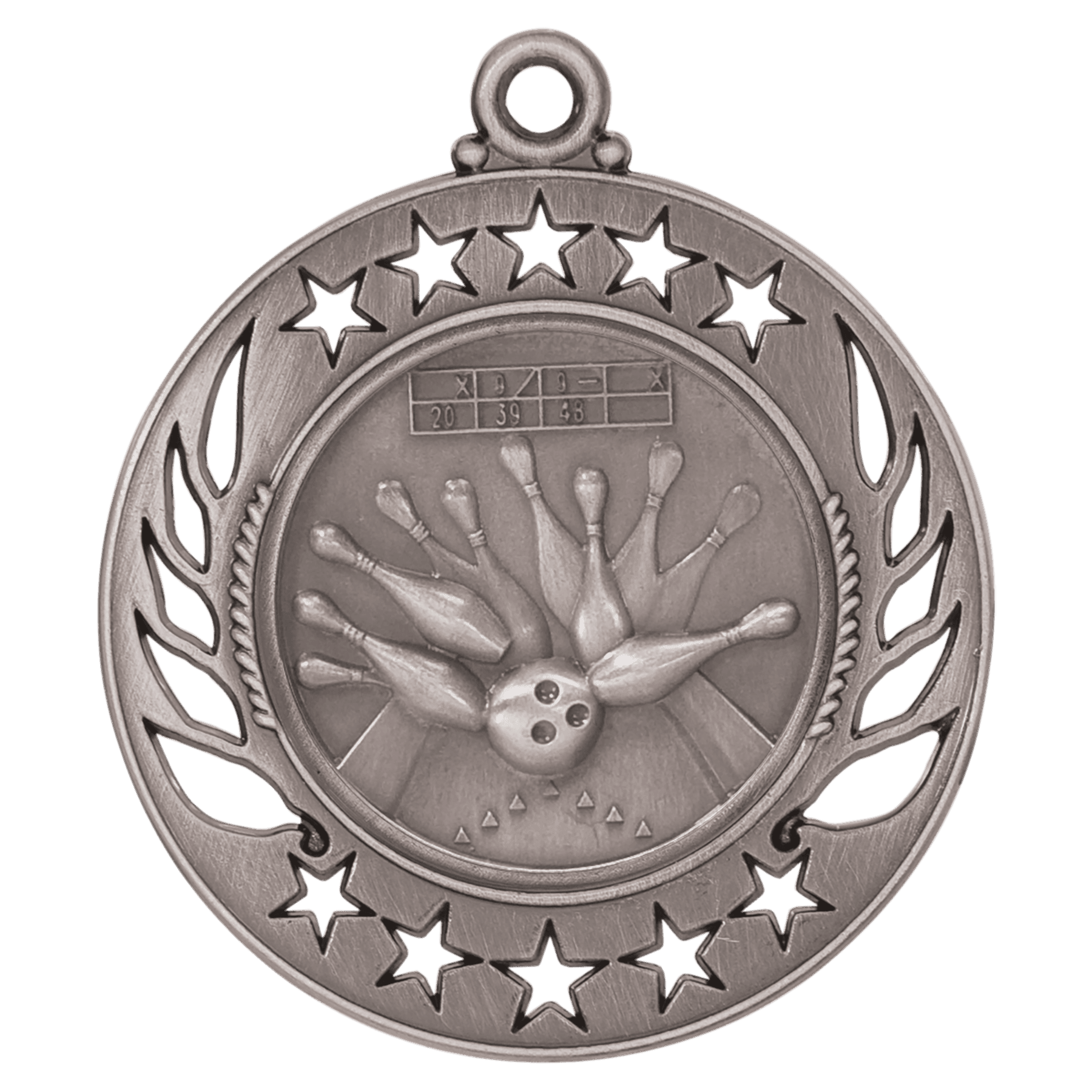 Antique Silver 2 1/4" Bowling Galaxy Medal