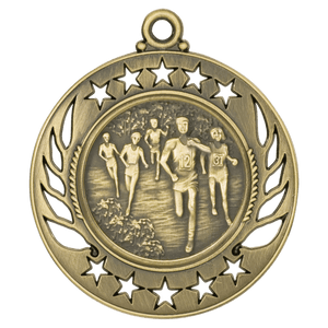 Antique Gold 2 1/4" Cross Country Galaxy Medal
