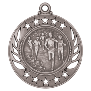 Antique Silver 2 1/4" Cross Country Galaxy Medal