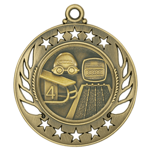 Antique Gold 2 1/4" Swimming Galaxy Medal