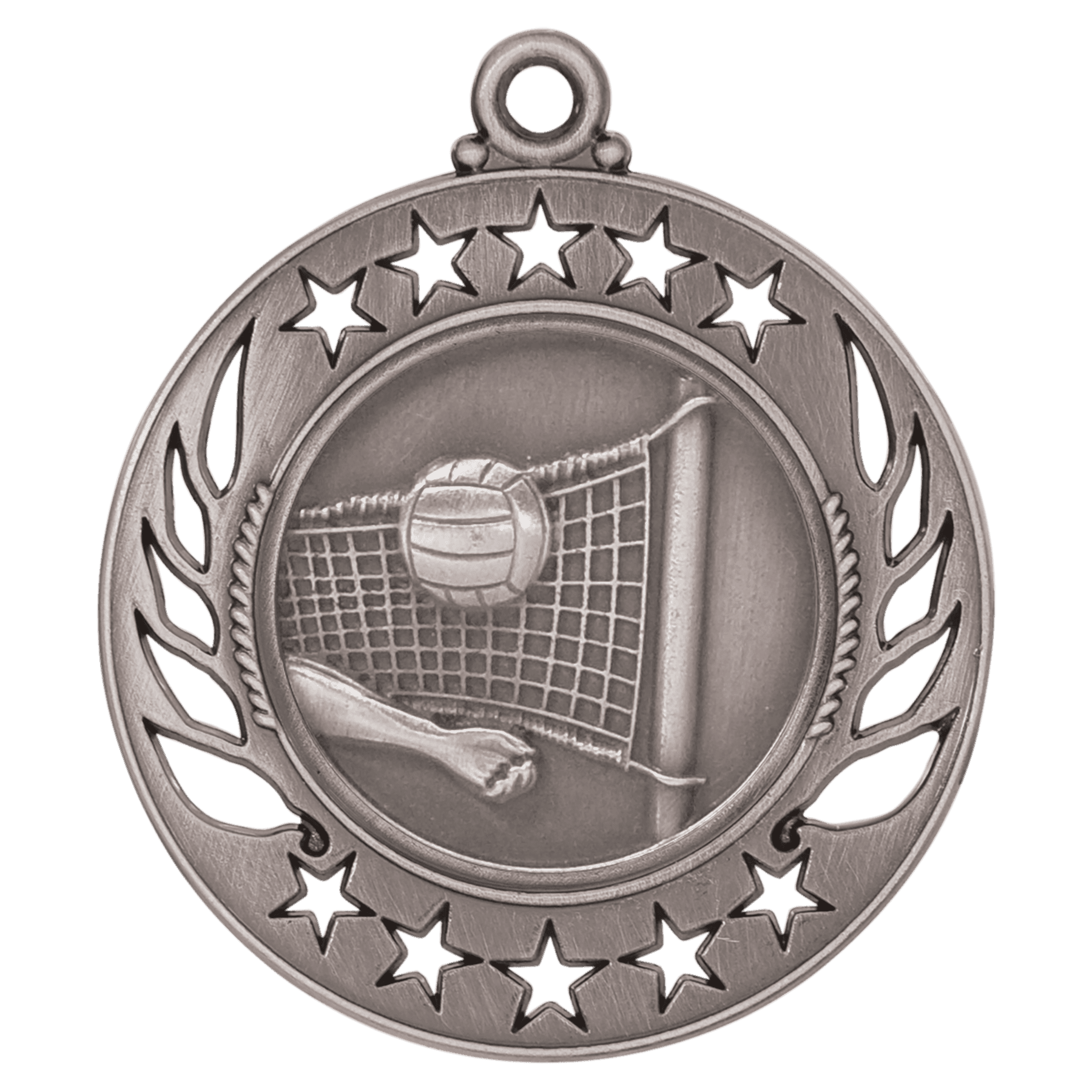 Antique Silver 2 1/4" Volleyball Galaxy Medal