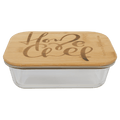 35 oz. Rectangle Glass Container with Bamboo Lid