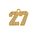 Gold number 27 charm with rhinestones