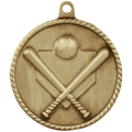 Antique Gold 2" Baseball/Softball High Relief Medal