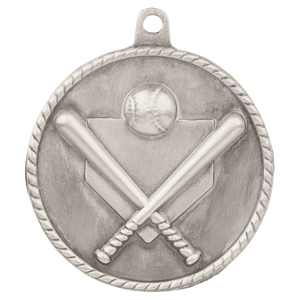Antique Silver 2" Baseball/Softball High Relief Medal