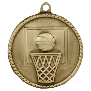 Antique Gold 2" Basketball High Relief Medal