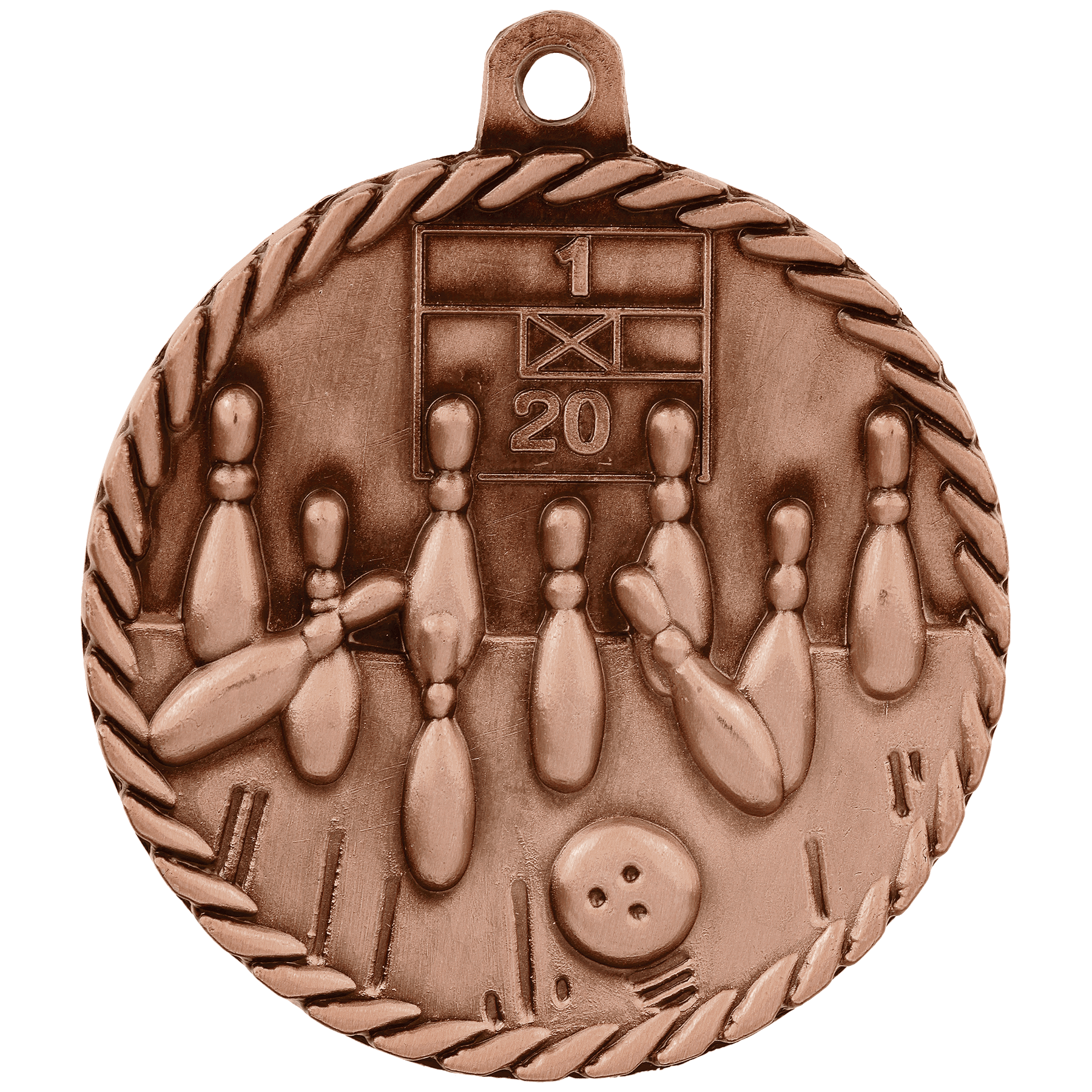 Antique Bronze 2" Bowling High Relief Medal