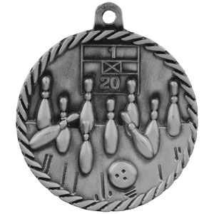 Antique Silver 2" Bowling High Relief Medal