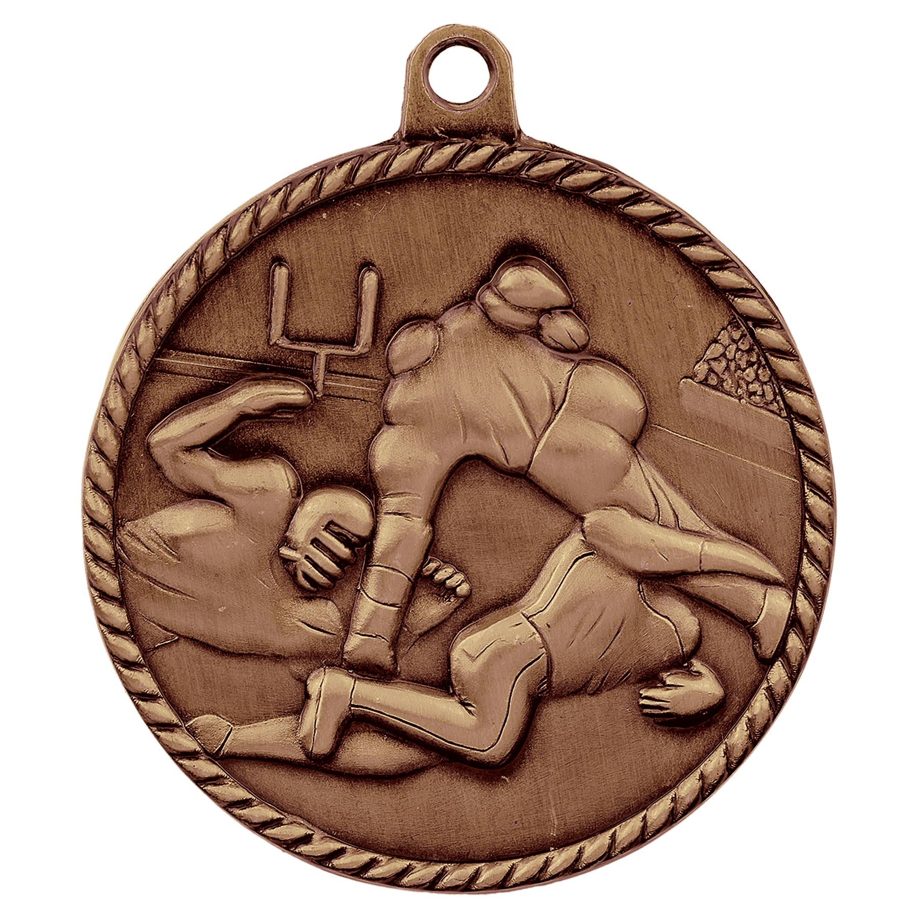 Antique Bronze 2" Football High Relief Medal