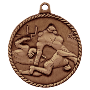 Antique Bronze 2" Football High Relief Medal