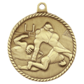 Antique Gold 2" Football High Relief Medal