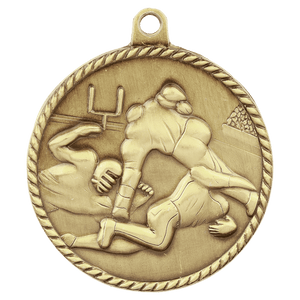 Antique Gold 2" Football High Relief Medal