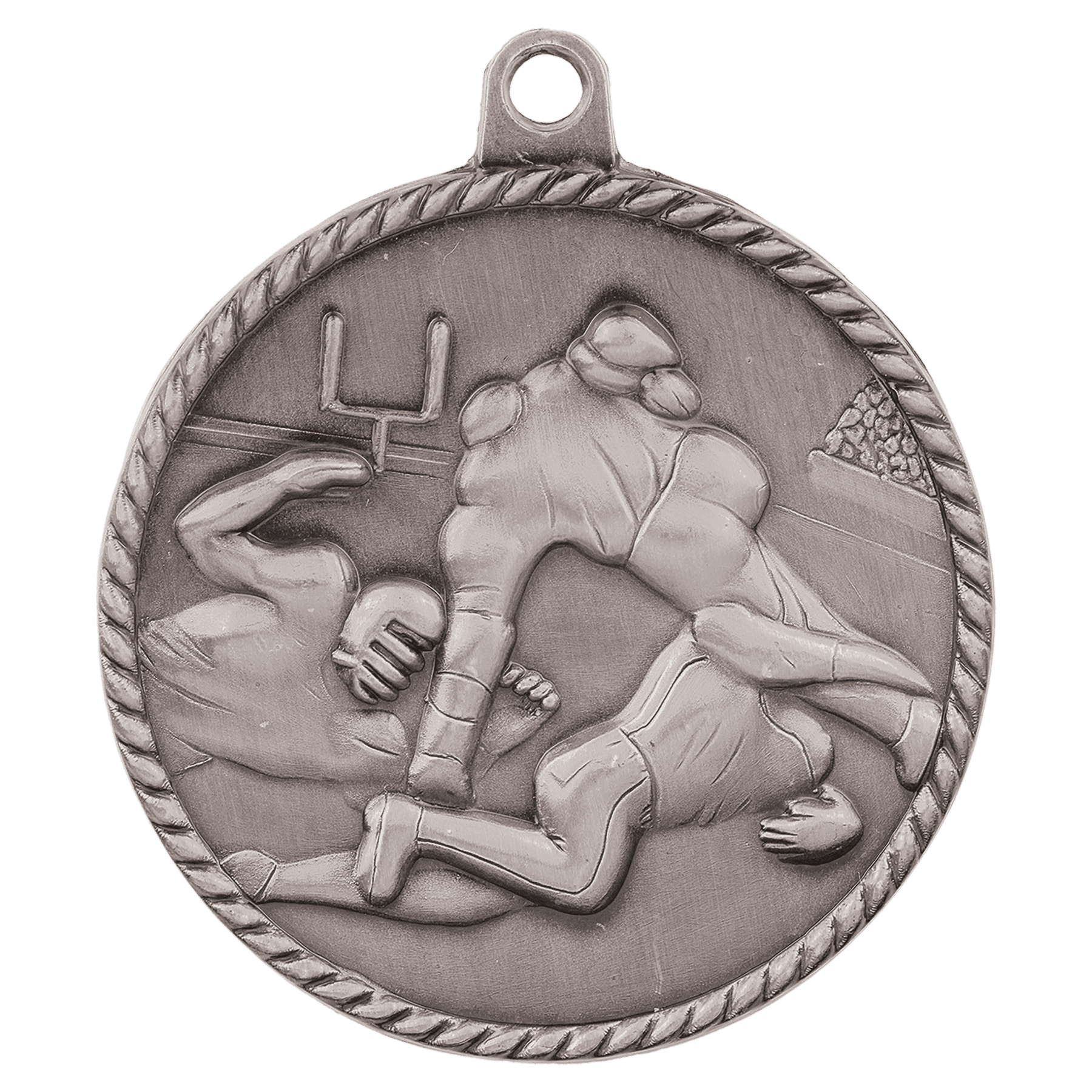 Antique Silver 2" Football High Relief Medal